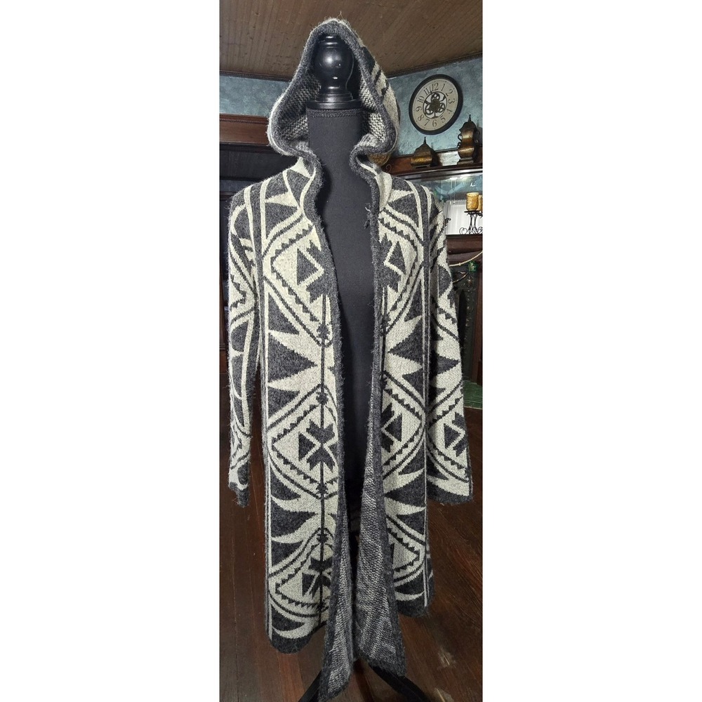 Emory Park Womens‎ XS Hooded Longline Cardigan Sweater Aztec Southwestern